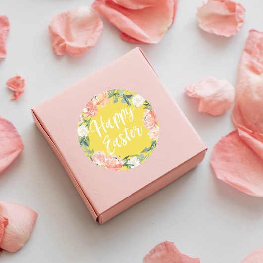 Spring Floral Yellow Easter Ronde Sticker