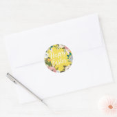 Spring Floral Yellow Happy Pasen Ronde Sticker (Envelop)