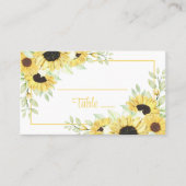 Spring Floral Yellow Waterverf Sunflower Wedding Plaatskaartje (Voorkant)