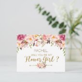 Spring Floral zal je mijn Bloemenmeisje Kaart zijn (Staand voorkant)