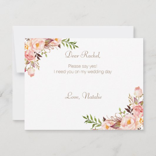 Spring Floral zal je mijn Bloemenmeisje Kaart zijn (Achterkant)