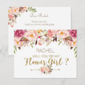 Spring Floral zal je mijn Bloemenmeisje Kaart zijn (Voorkant / Achterkant)