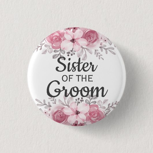Spring Floral zuster van de groom Button (Voorkant)