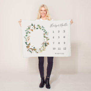 Spring Florals Baby Milestone Blanket Fleece Deken