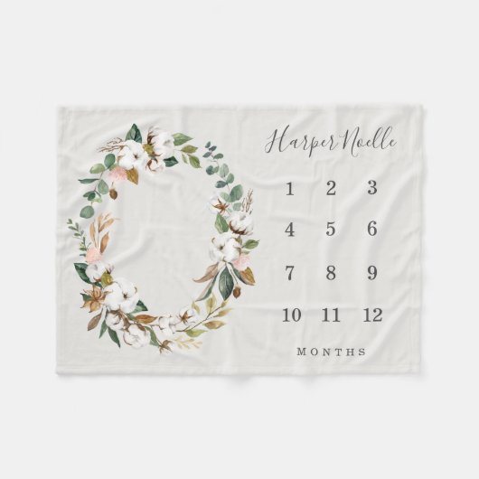 Spring Florals Baby Milestone Blanket Fleece Deken (Voorkant (Horizontaal))
