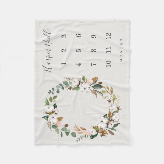Spring Florals Baby Milestone Blanket Fleece Deken (Voorkant)