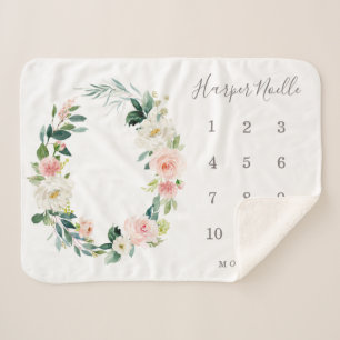 Spring Florals Baby Milestone Sherpa Deken