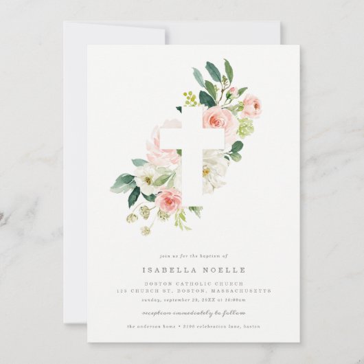 Spring Florals Baptism Invitation Kaart (Voorkant)