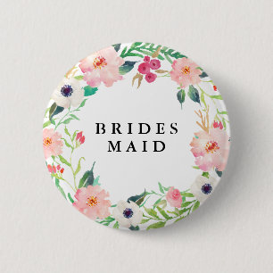 Spring Florals Bridesmaid Wedding Ronde Button 5,7 Cm