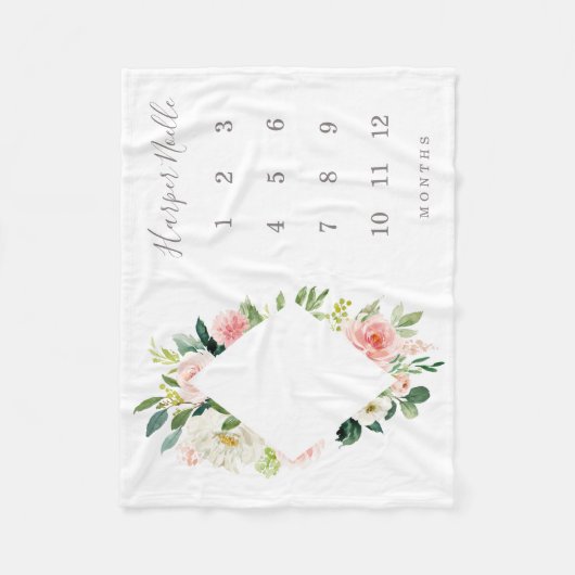 Spring Florals Diamond Baby Milestone Blanket Fleece Deken (Voorkant)