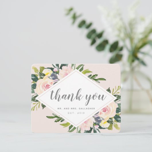 Spring Florals | Flat Wedding Bedankpas Kaart (Staand voorkant)