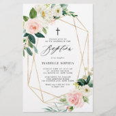 Spring Florals Gold Lijst Baptisme Invitation (Voorkant)