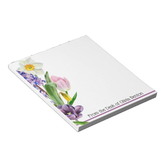 Spring Florals Naam White Notitieblok (Schuin)
