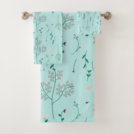 Spring Florals op Bord Blauw Bad Handdoek (Insitu)