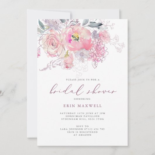 Spring Florals Roze en Mauve Vrijgezellenfeest Kaart (Voorkant)