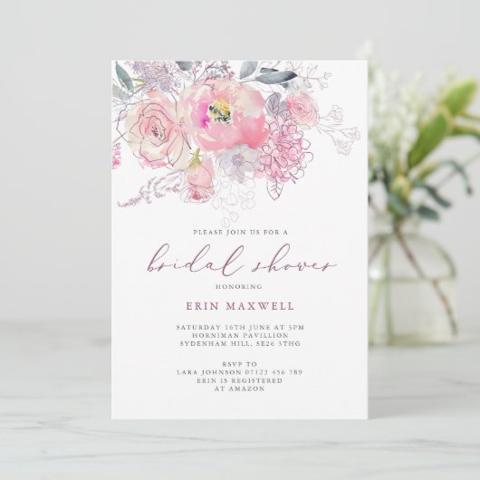 Spring Florals Roze en Mauve Vrijgezellenfeest Kaart (Staand voorkant)