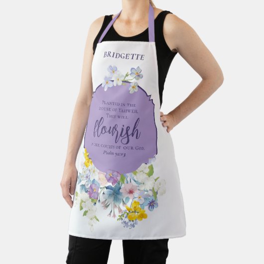 Spring Florals Schrift Elegant gepersonaliseerd Schort (Insitu)