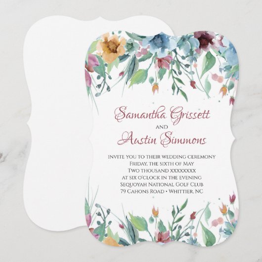 Spring Florals Wedding Kaart (Voorkant / Achterkant)