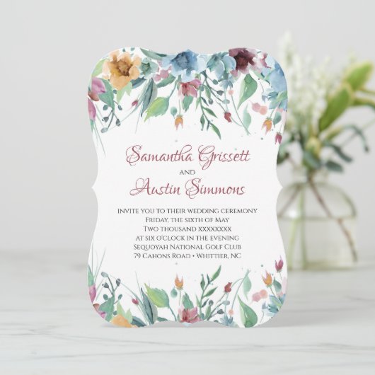 Spring Florals Wedding Kaart (Staand voorkant)
