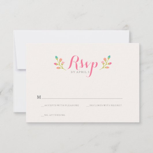 Spring Florals Wedding RSVP Kaart (Voorkant)