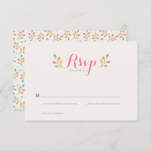 Spring Florals Wedding RSVP Kaart (Voorkant / Achterkant)