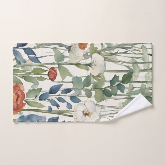 Spring Flower Blossoms Waterverf Art Bad Handdoek (Handdoek)