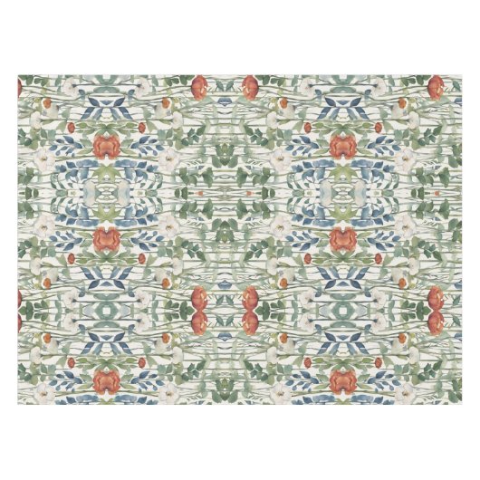 Spring Flower Blossoms Waterverf Art Tafelkleed (Voorkant (Horizontaal))