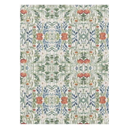 Spring Flower Blossoms Waterverf Art Tafelkleed (Voorkant)