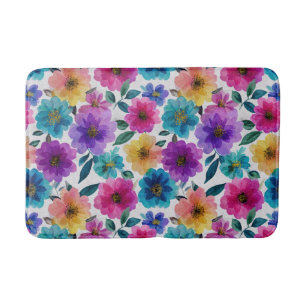 Spring Flower Blossoms Waterverf Bloemenpatroon Badmat