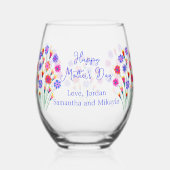 Spring Flower Boeket Hand geschilderd Moederdag Wijnglas Zonder Voet (Voorkant)