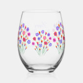 Spring Flower Boeket Hand geschilderd Moederdag Wijnglas Zonder Voet (Achterkant)