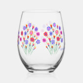 Spring Flower Boeket Hand geschilderd Moederdag Wijnglas Zonder Voet (Rechts)