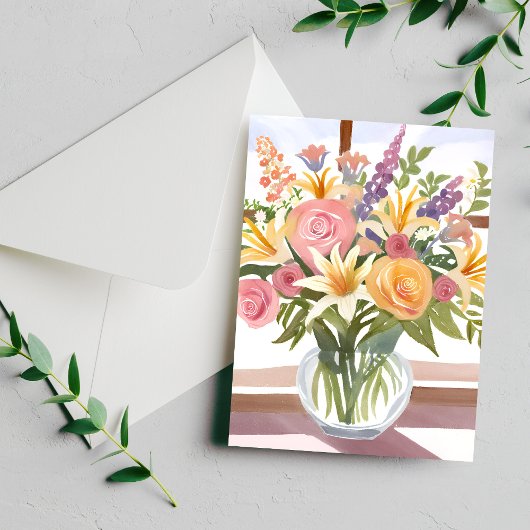 Spring Flower Bouquet |  bloemen Waterverf Briefkaart