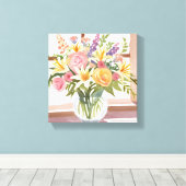 Spring Flower Bouquet | bloemen Waterverf Canvas Afdruk (Insitu (Houten vloer))