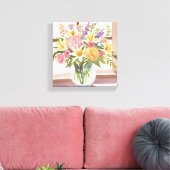 Spring Flower Bouquet | bloemen Waterverf Canvas Afdruk (Insitu (Woonkamer))