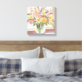 Spring Flower Bouquet | bloemen Waterverf Canvas Afdruk (Insitu (Slaapkamer))