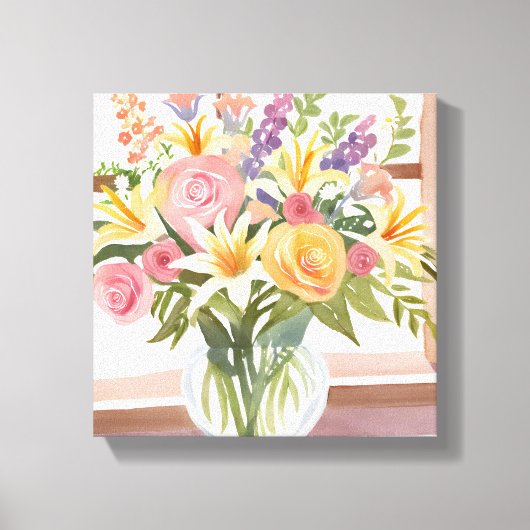Spring Flower Bouquet |  bloemen Waterverf Canvas Afdruk (Voorkant)