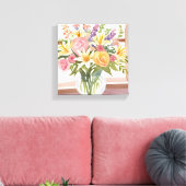 Spring Flower Bouquet |  bloemen Waterverf Canvas Afdruk (Insitu (Woonkamer))