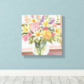 Spring Flower Bouquet |  bloemen Waterverf Canvas Afdruk (Insitu (Houten vloer))