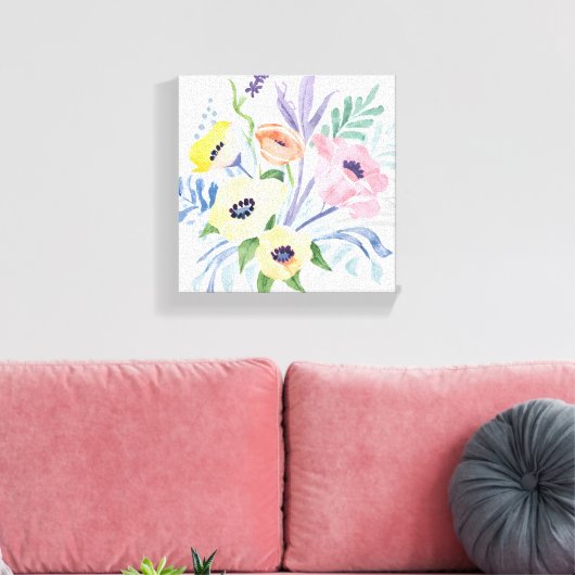 Spring Flower Bouquet | bloemen Waterverf Canvas Afdruk (Insitu (Woonkamer))