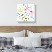 Spring Flower Bouquet | bloemen Waterverf Canvas Afdruk (Insitu (Slaapkamer))