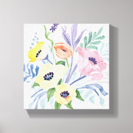 Spring Flower Bouquet | bloemen Waterverf Canvas Afdruk (Voorkant)