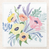 Spring Flower Bouquet |  bloemen Waterverf Glazen Onderzetter (Voorkant)