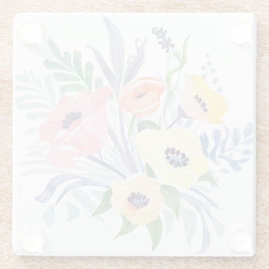 Spring Flower Bouquet |  bloemen Waterverf Glazen Onderzetter (Achterkant)