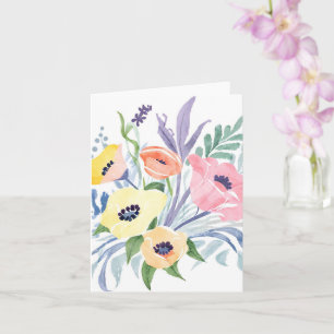 Spring Flower Bouquet    bloemen Waterverf Kaart