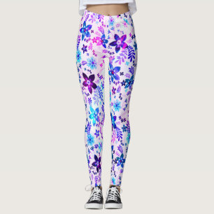 Spring Flower Bouquet - Edelweiss Flower Geometric Leggings