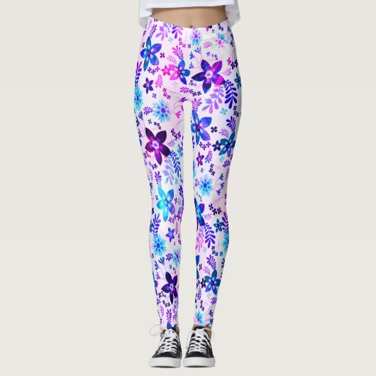 Spring Flower Bouquet - Edelweiss Flower Geometric Leggings (Voorkant)