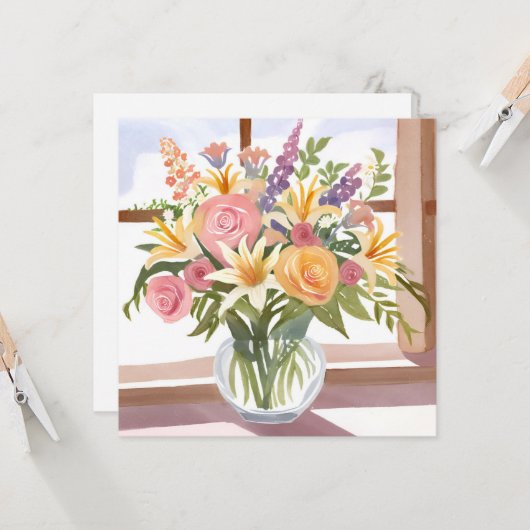 Spring Flower Bouquet |  Kaart (Voorkant / Achterkant in situ)