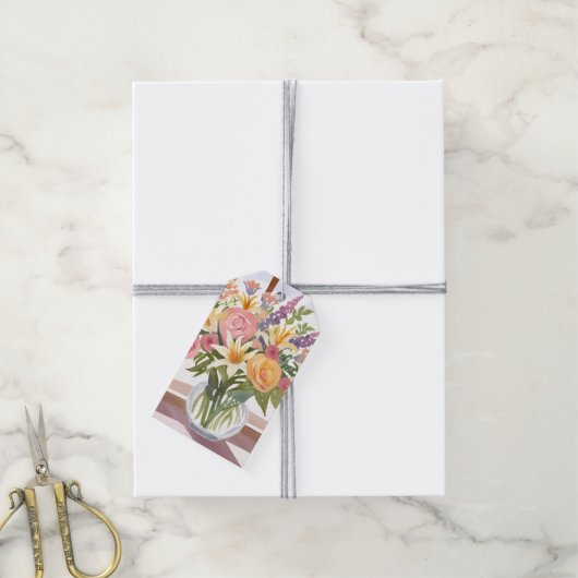 Spring Flower Bouquet |  Kaart Cadeaulabel (Met Touw)