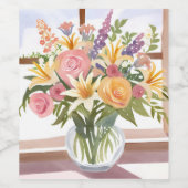 Spring Flower Bouquet | Kaart Wijn Etiket (Enkel label)